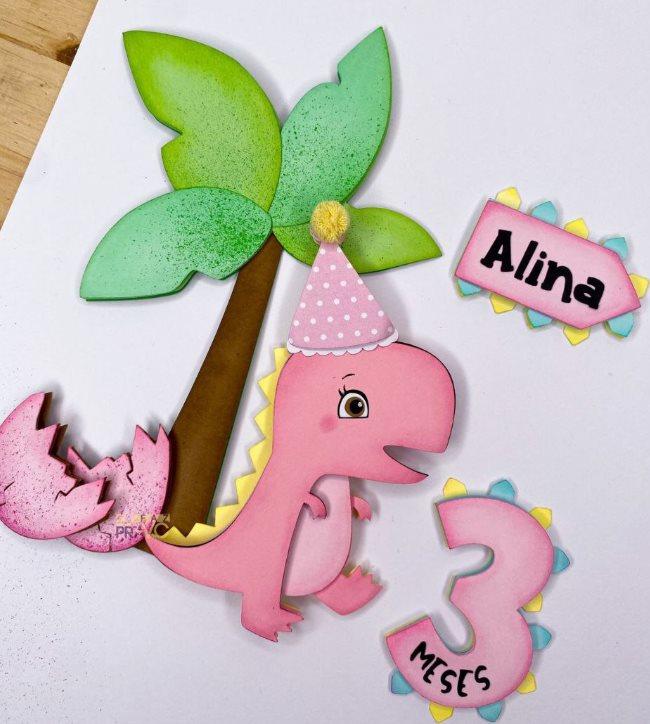 Arquivo de Corte Topo de Bolo - Dinossauro