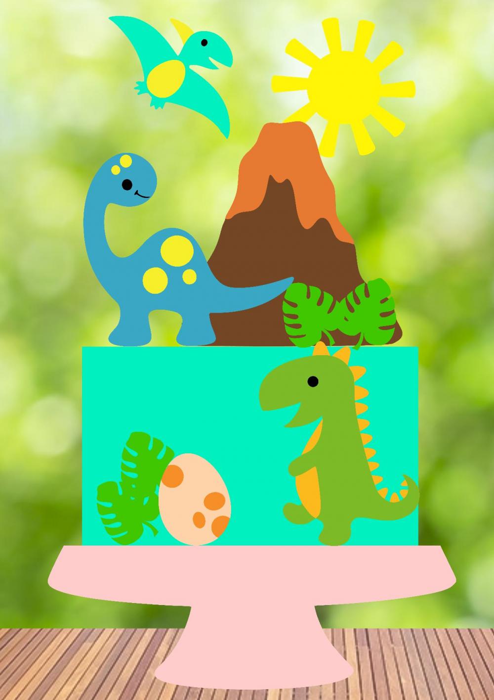 Arquivo de Corte Topo de Bolo - Dinossauro