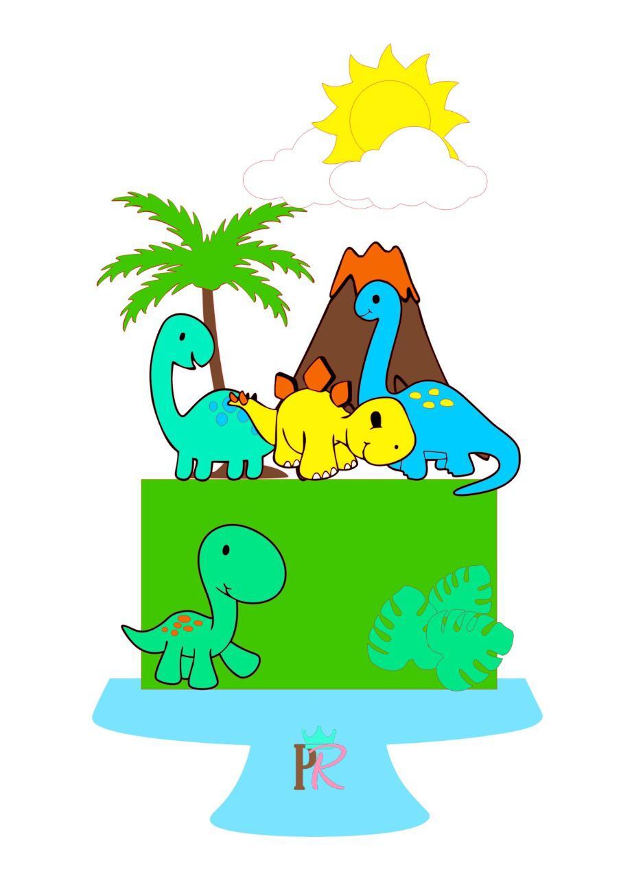 Arquivo de Corte Topo de Bolo - Dinossauro