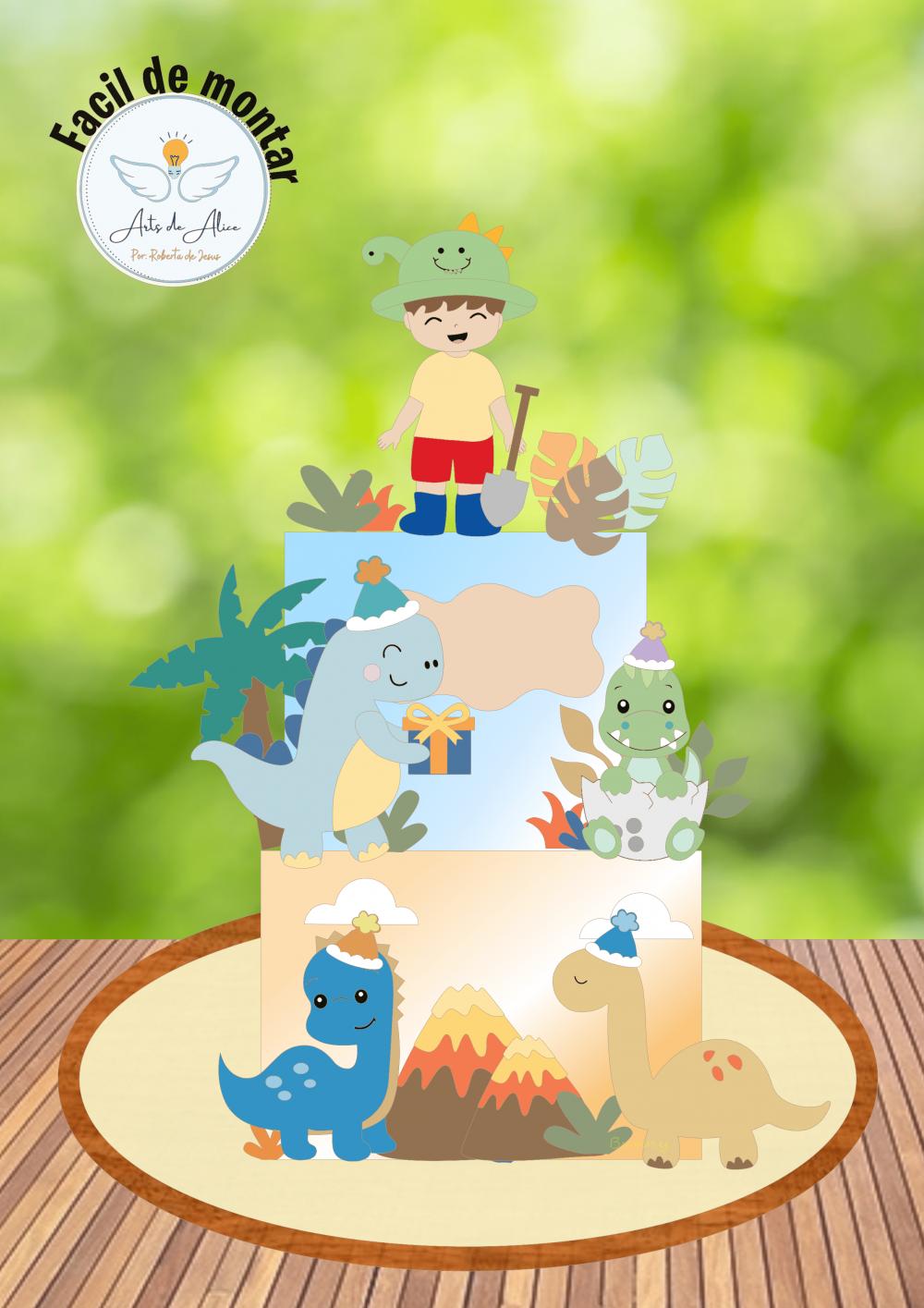 Arquivo de Corte Topo de Bolo - Dinossauro