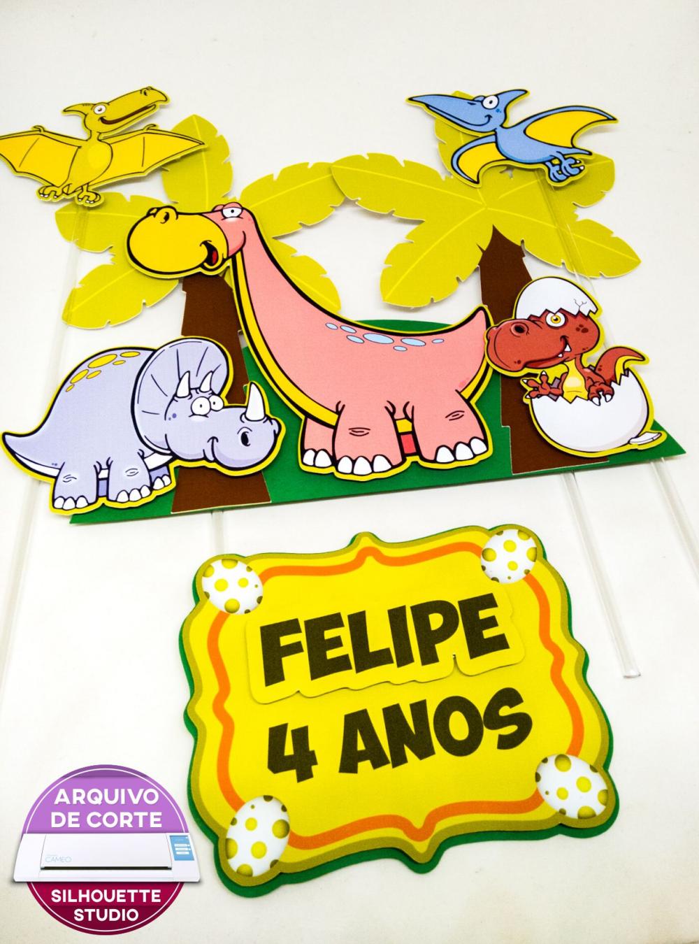 Arquivo de Corte Topo de Bolo - Dinossauro