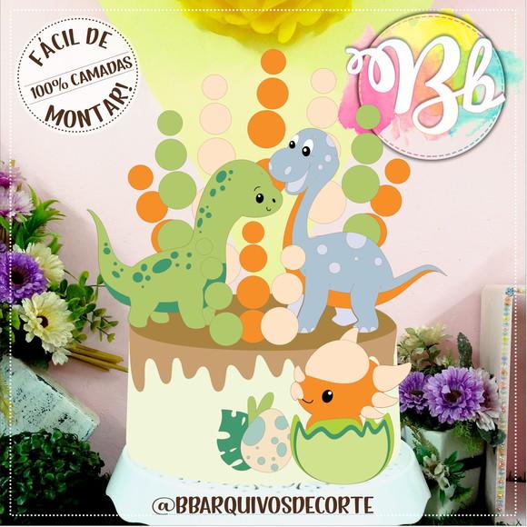 Arquivo de Corte Topo de Bolo - Dinossauro