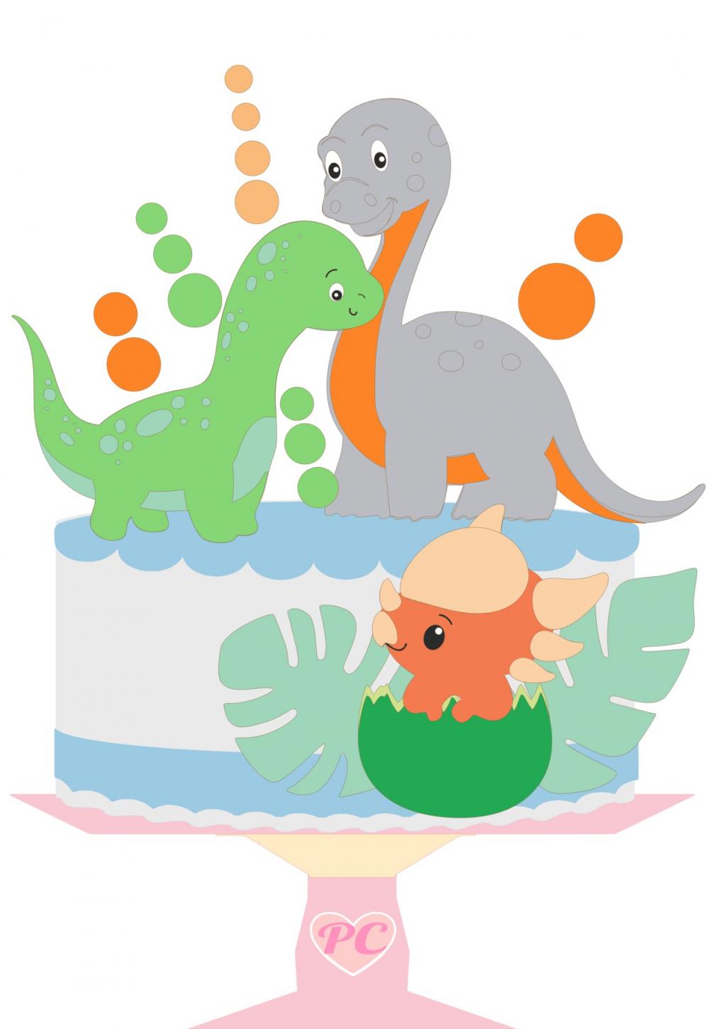 Arquivo de Corte Topo de Bolo - Dinossauro