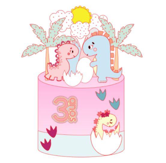 Arquivo de Corte Topo de Bolo - Dinossauro