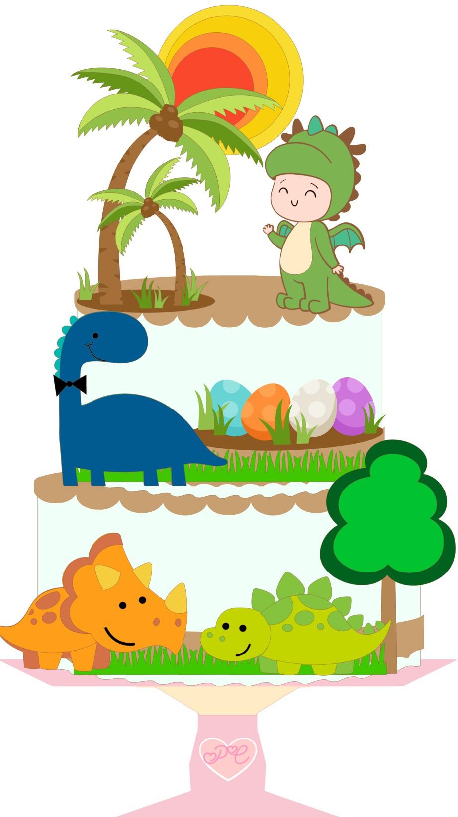 Arquivo de Corte Topo de Bolo - Dinossauro