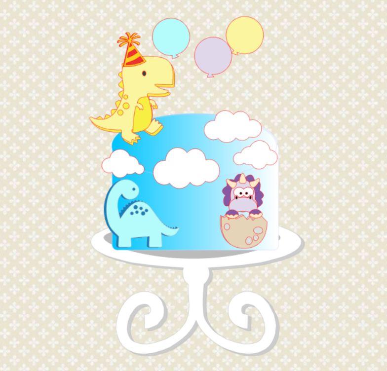 Arquivo de Corte Topo de Bolo - Dinossauro