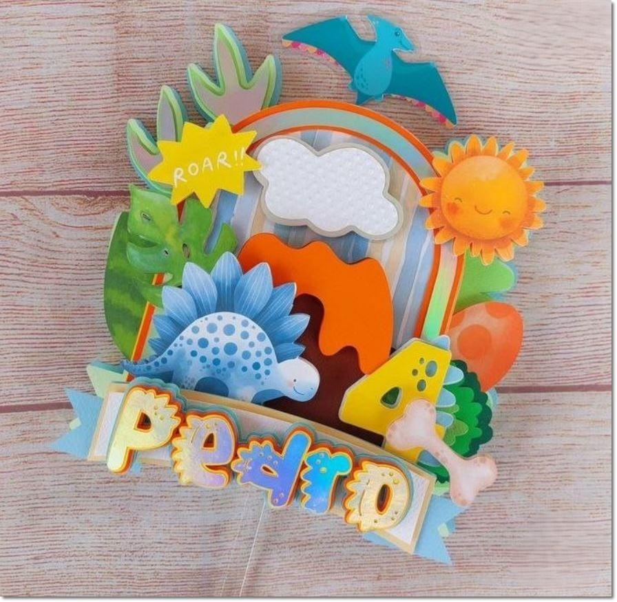 Arquivo de Corte Topo de Bolo - Dinossauro