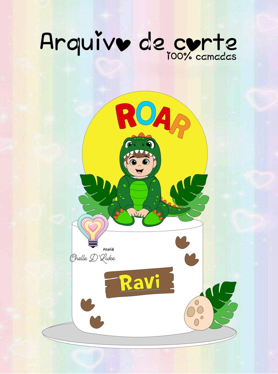 Arquivo de Corte Topo de Bolo - Dinossauro