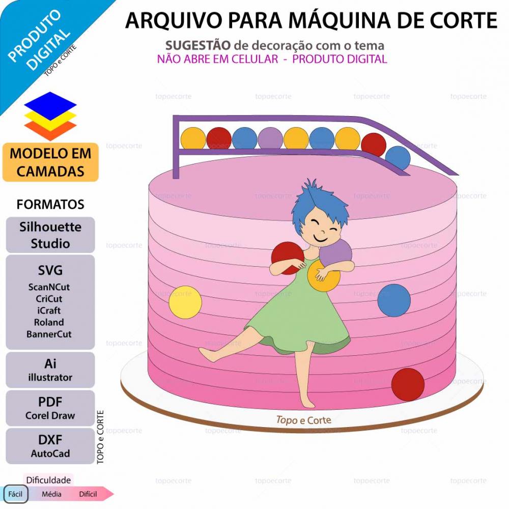 Arquivo de Corte Topo de Bolo - Divertidamente