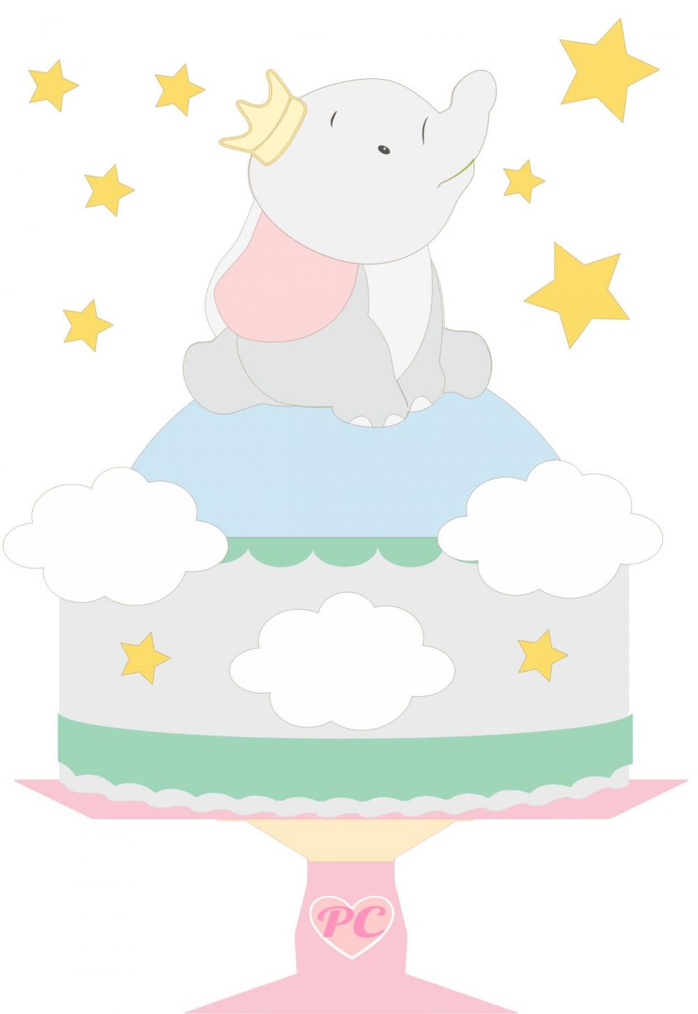 Arquivo de Corte Topo de Bolo - Elefantinho