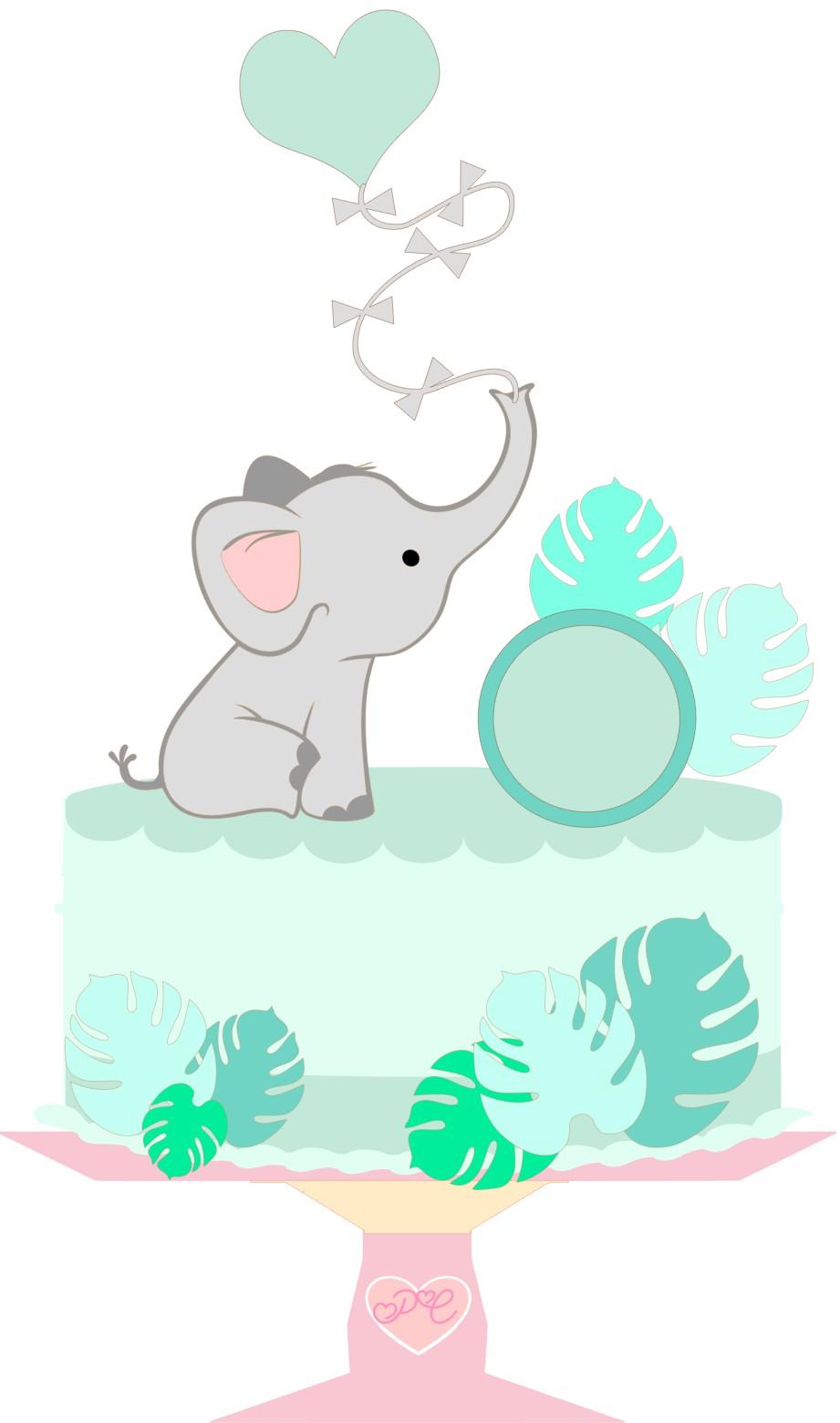 Arquivo de Corte Topo de Bolo - Elefantinho