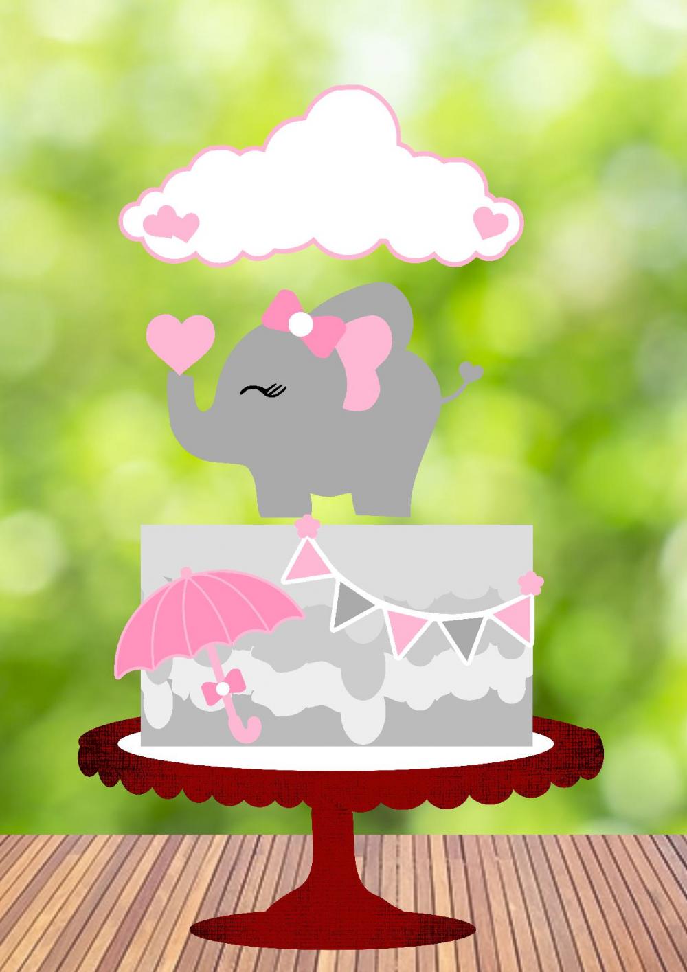 Arquivo de Corte Topo de Bolo - Elefantinho