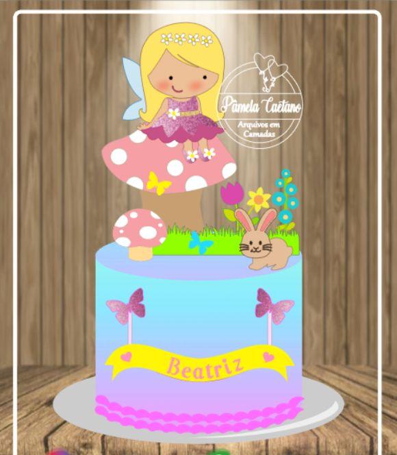 Arquivo de Corte Topo de Bolo - Fada