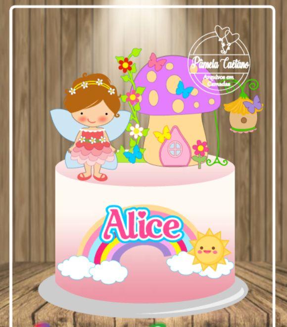 Arquivo de Corte Topo de Bolo - Fada