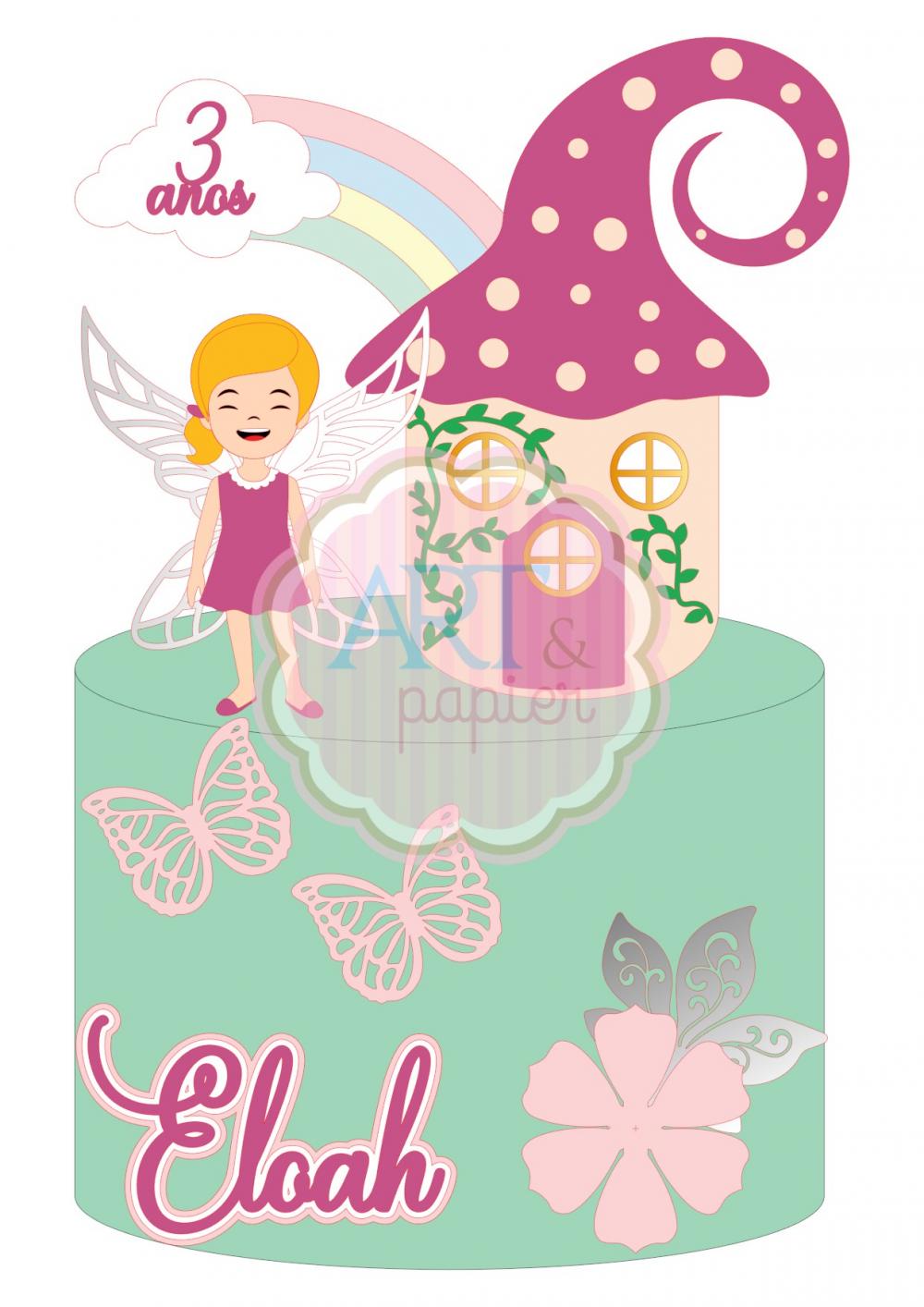 Arquivo de Corte Topo de Bolo - Fada