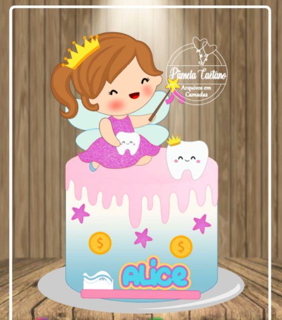 Arquivo de Corte Topo de Bolo - Fada do Dente