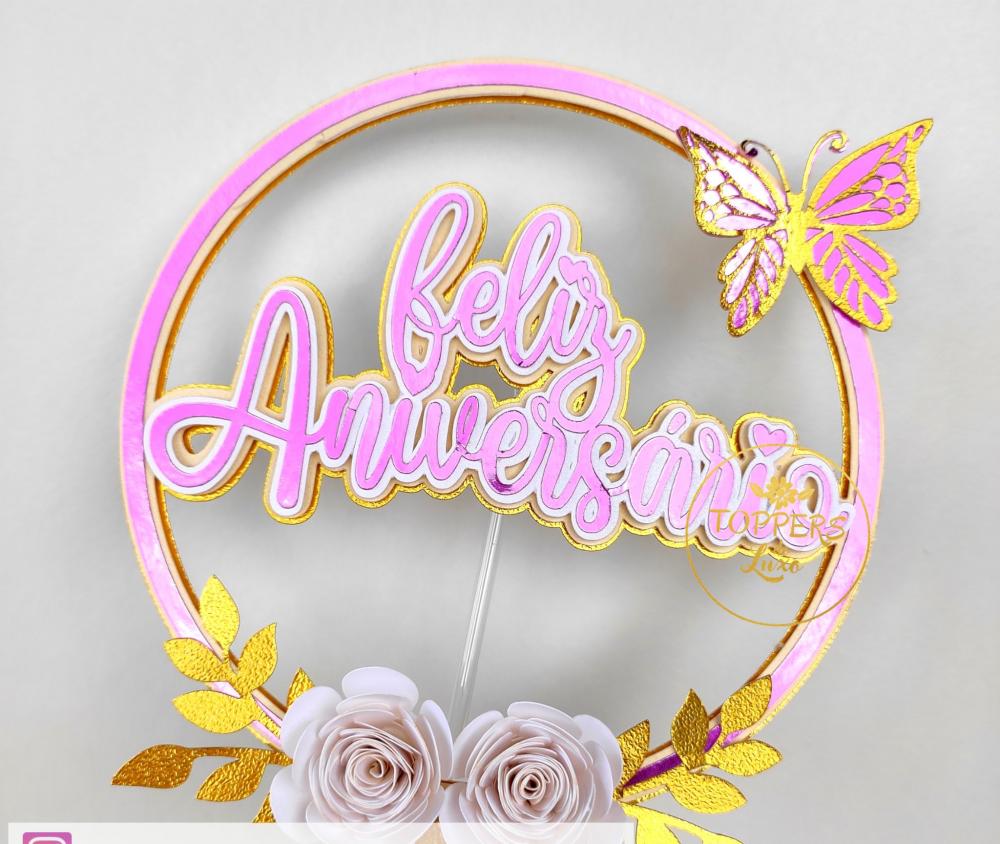 Arquivo de Corte Topo de Bolo - Feliz Aniversário
