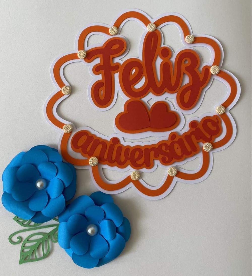 Arquivo de Corte Topo de Bolo - Feliz Aniversário