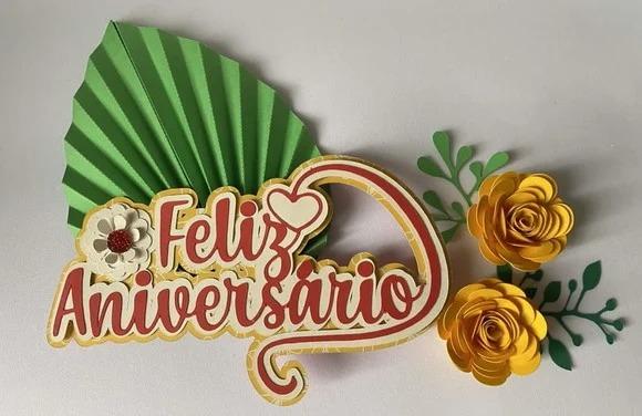 Arquivo de Corte Topo de Bolo - Feliz Aniversário