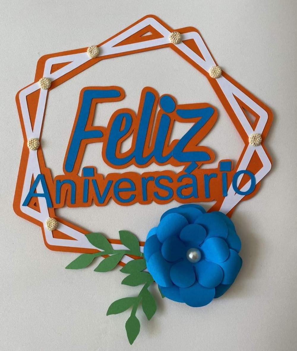 Arquivo de Corte Topo de Bolo - Feliz Aniversário