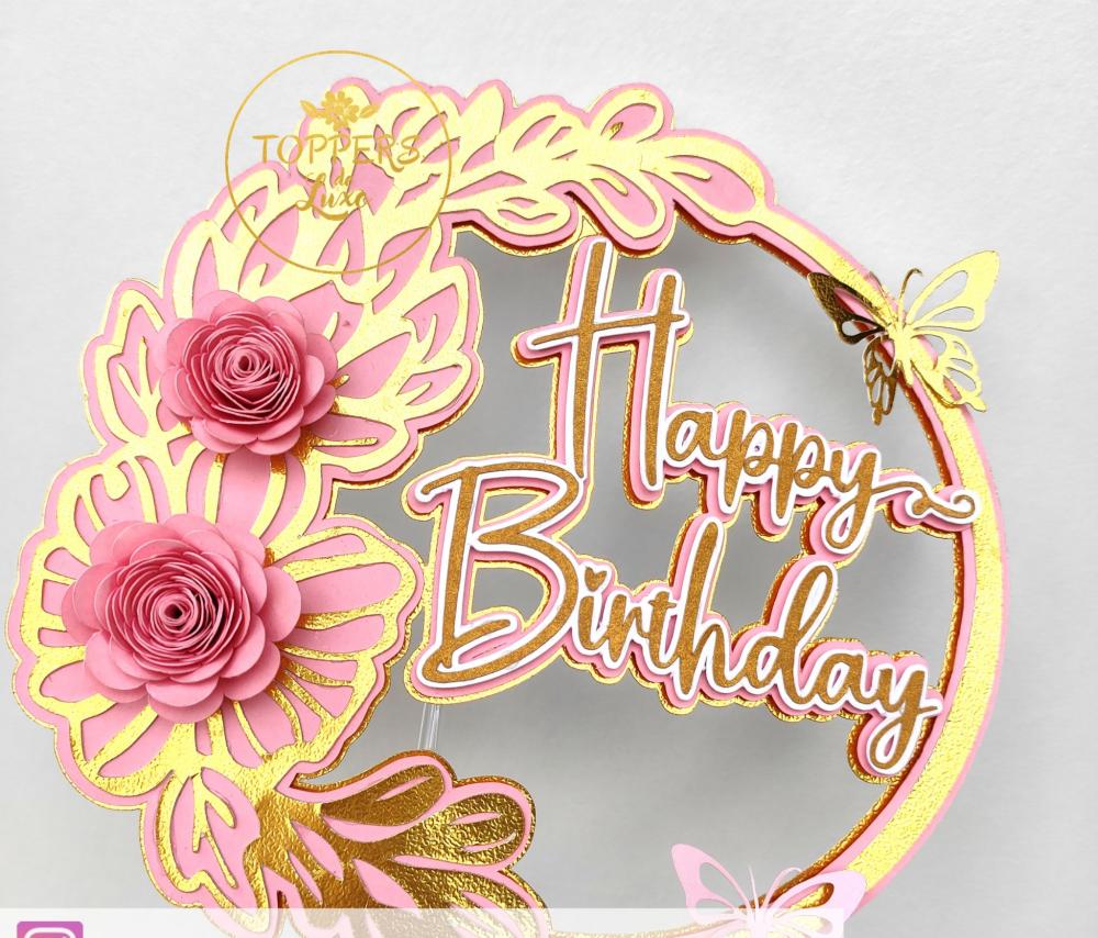 Arquivo de Corte Topo de Bolo - Feliz Aniversário