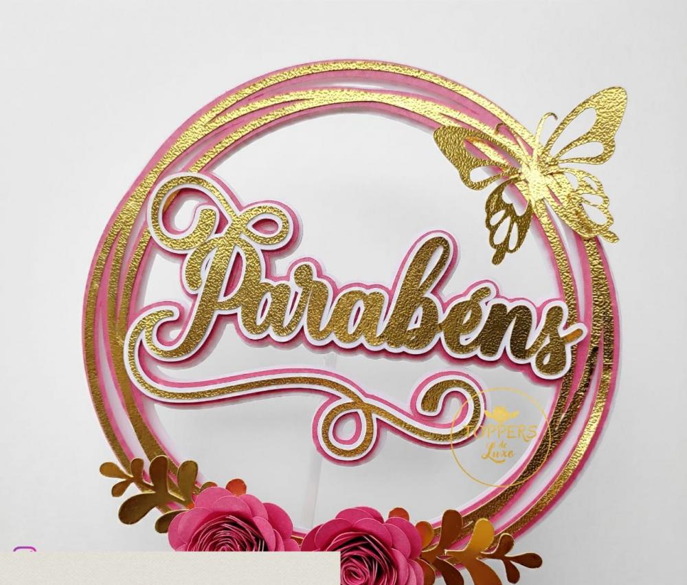 Arquivo de Corte Topo de Bolo - Feliz Aniversário