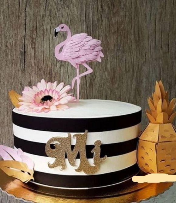 Arquivo de Corte Topo de Bolo - Flamingo