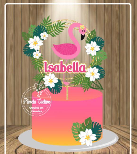 Arquivo de Corte Topo de Bolo - Flamingo