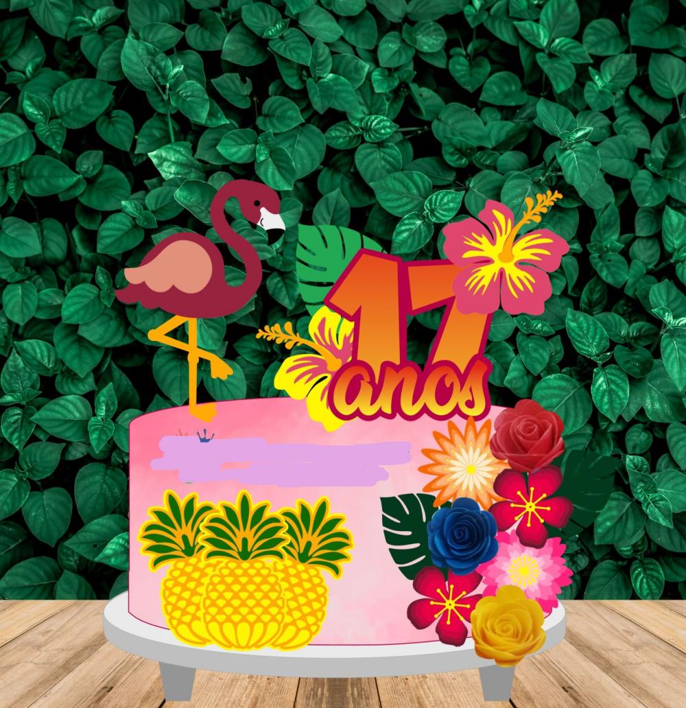 Arquivo de Corte Topo de Bolo - Flamingo
