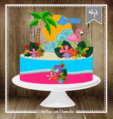 Arquivo de Corte Topo de Bolo - Flamingo