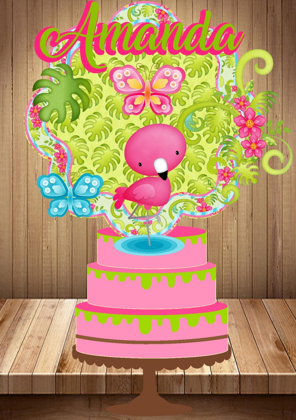 Arquivo de Corte Topo de Bolo - Flamingo