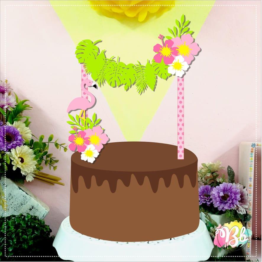 Arquivo de Corte Topo de Bolo - Flamingo