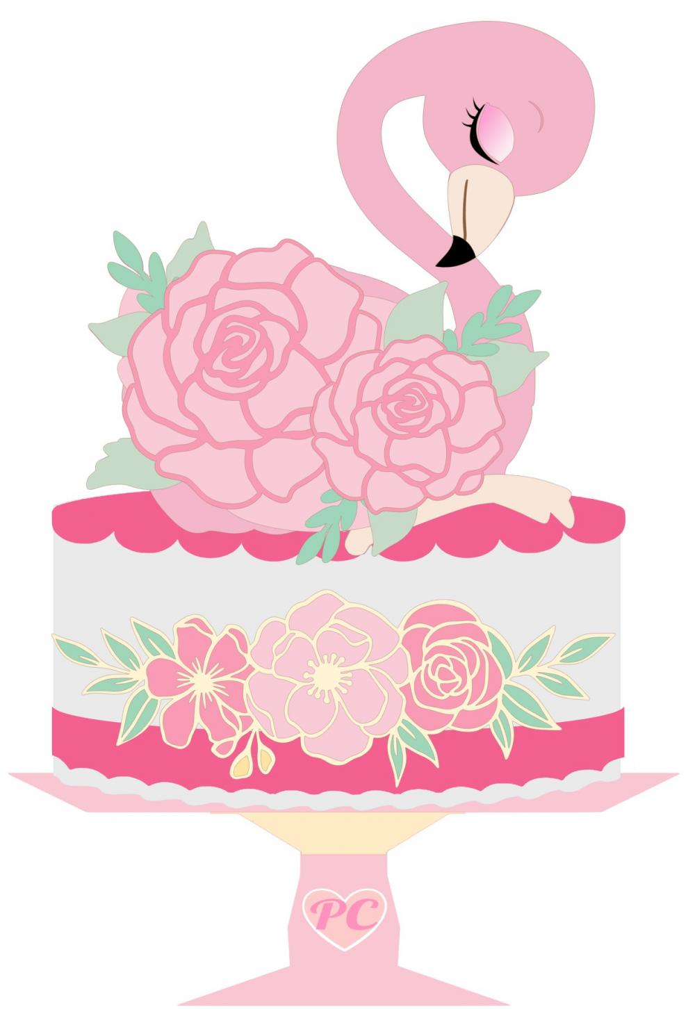 Arquivo de Corte Topo de Bolo - Flamingo