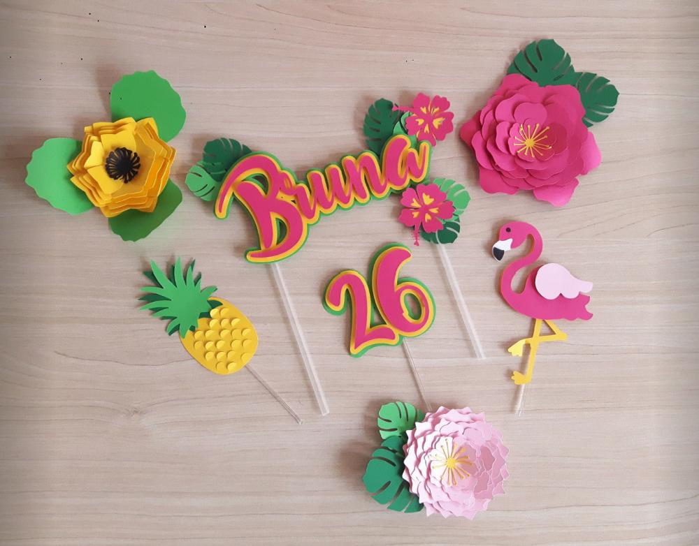 Arquivo de Corte Topo de Bolo - Flamingo