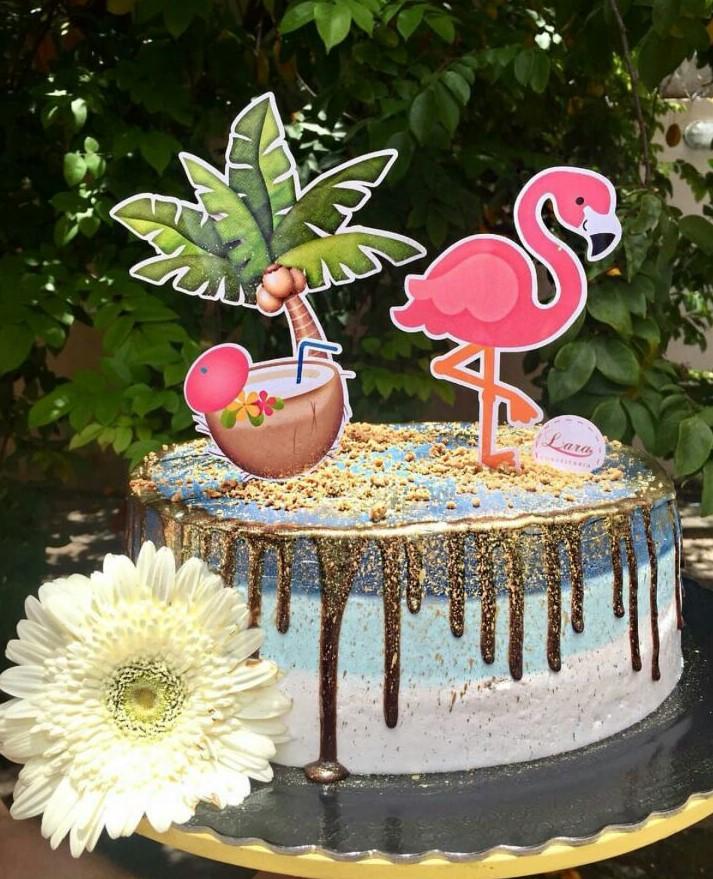 Arquivo de Corte Topo de Bolo - Flamingo