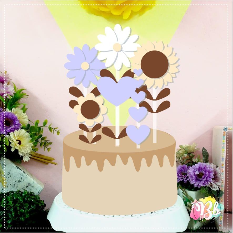 Arquivo de Corte Topo de Bolo - Floral