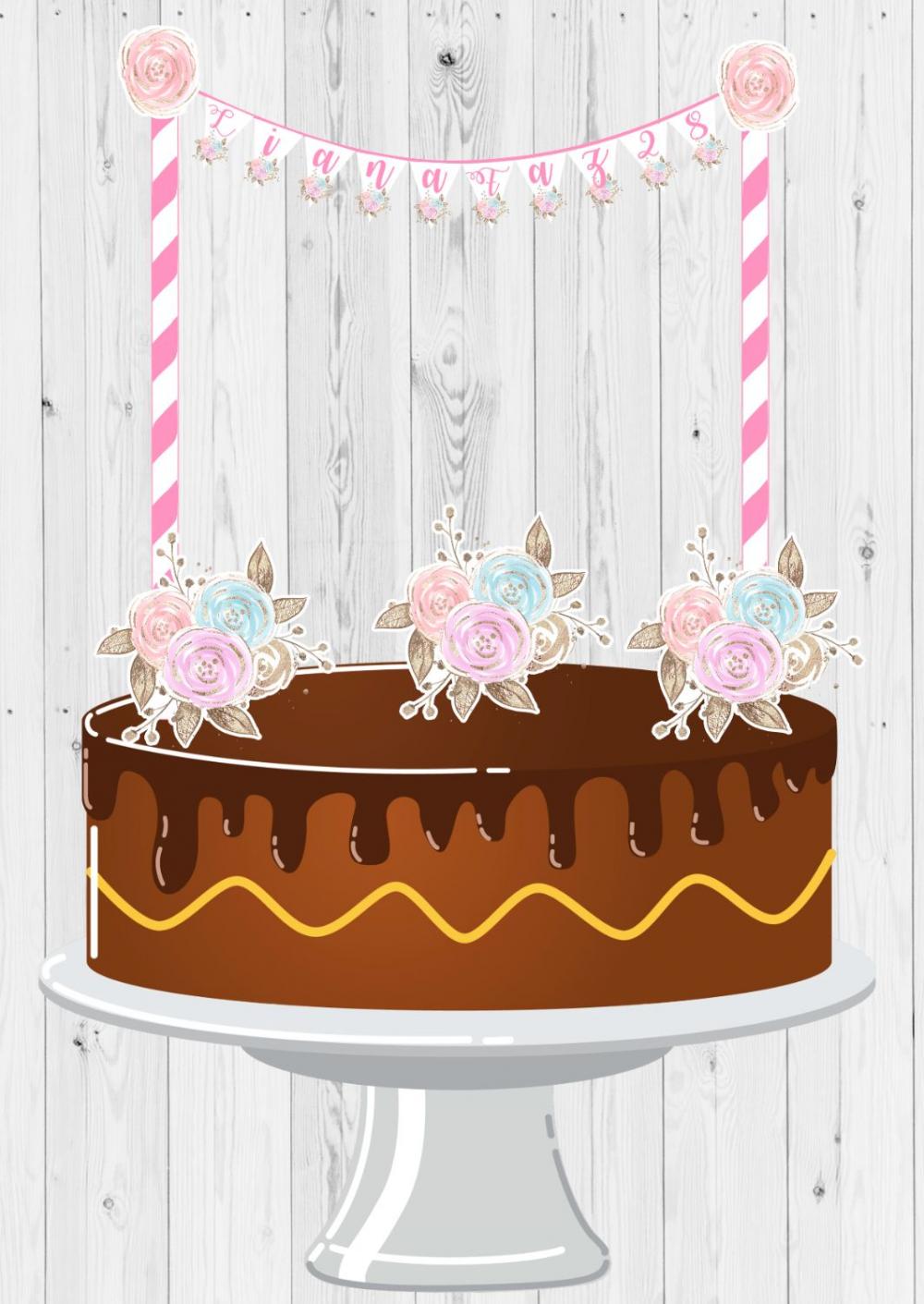 Arquivo de Corte Topo de Bolo - Floral