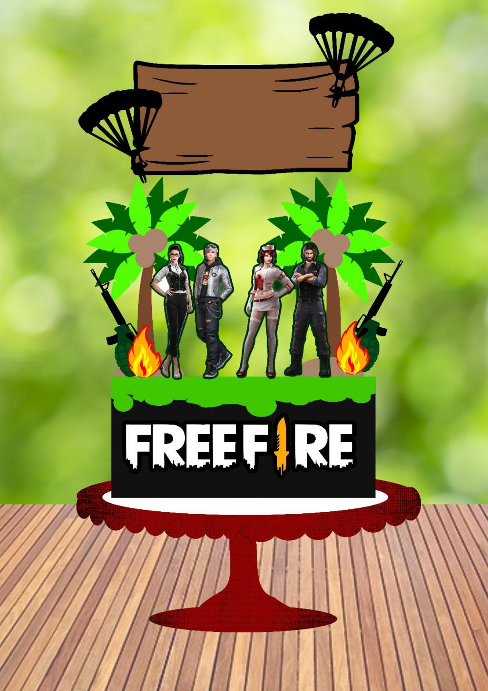 Arquivo de Corte Topo de Bolo - Free Fire