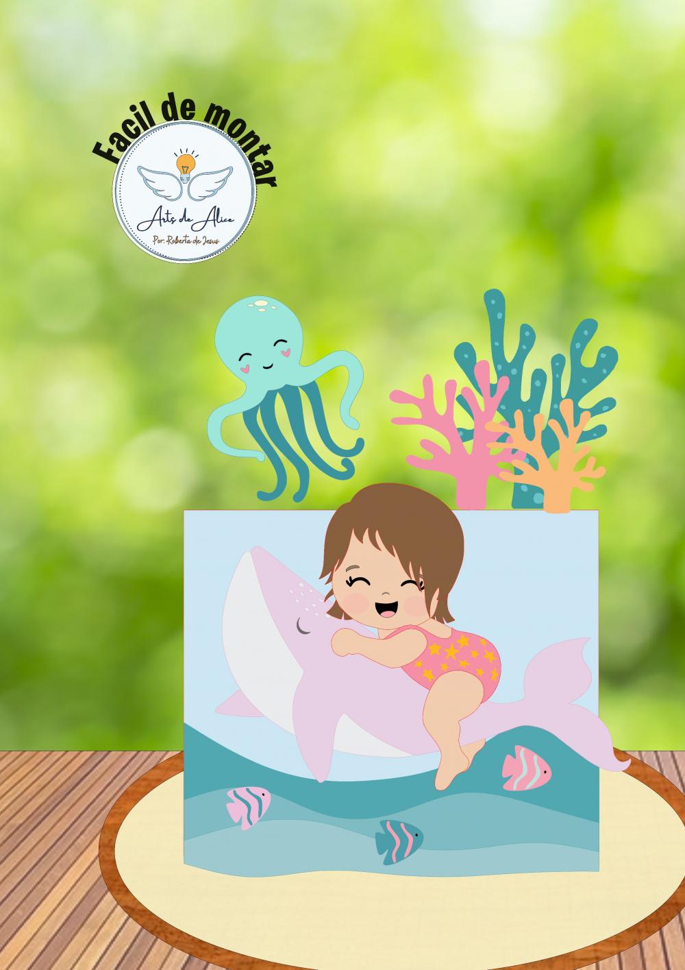 Arquivo de Corte Topo de Bolo - Fundo do Mar