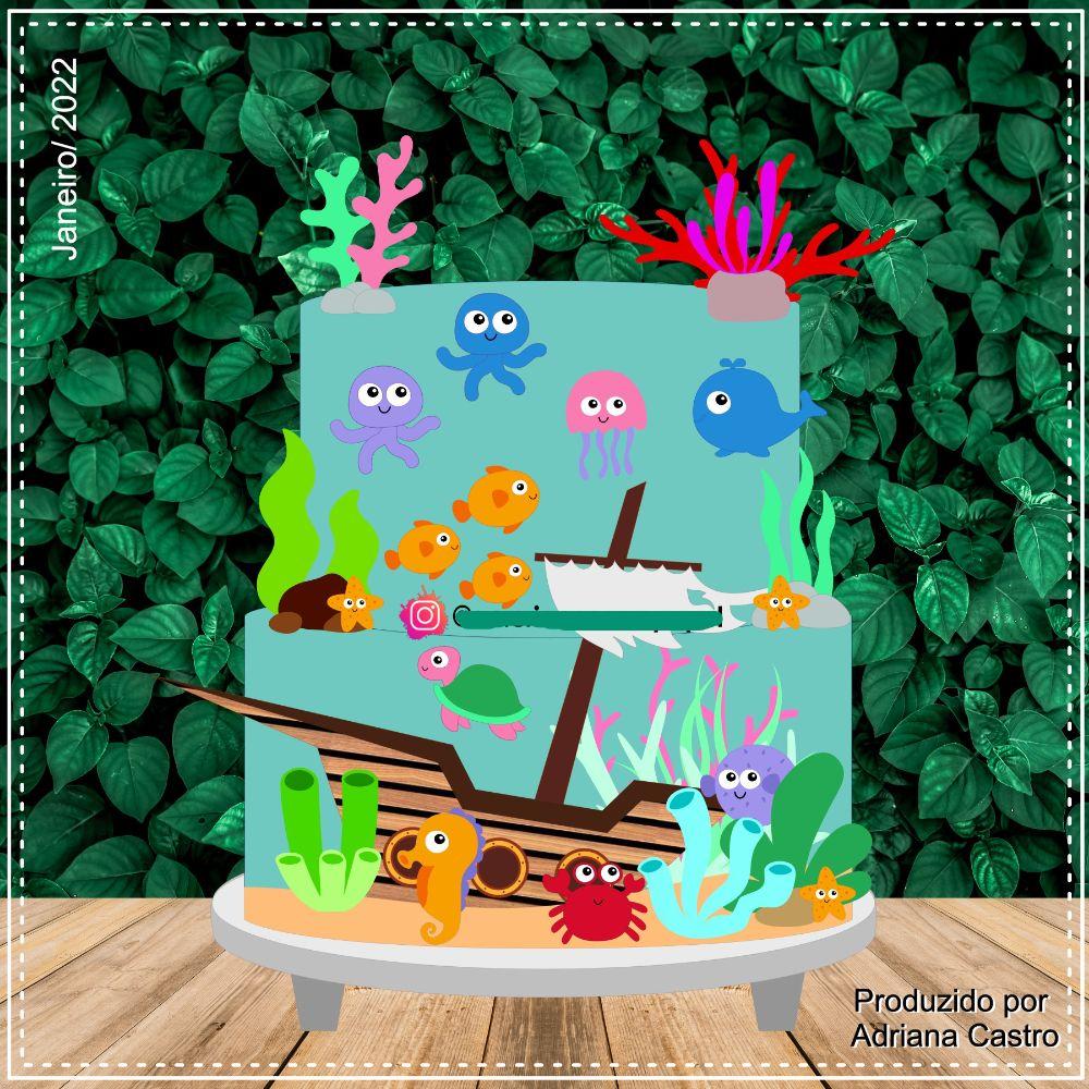 Arquivo de Corte Topo de Bolo - Fundo do Mar