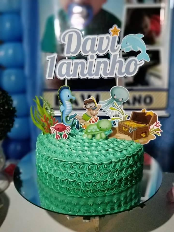 Arquivo de Corte Topo de Bolo - Fundo do Mar