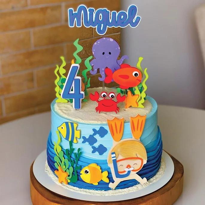 Arquivo de Corte Topo de Bolo - Fundo do Mar