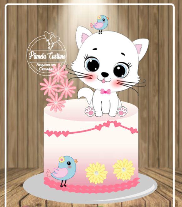 Arquivo de Corte Topo de Bolo - Gatinho