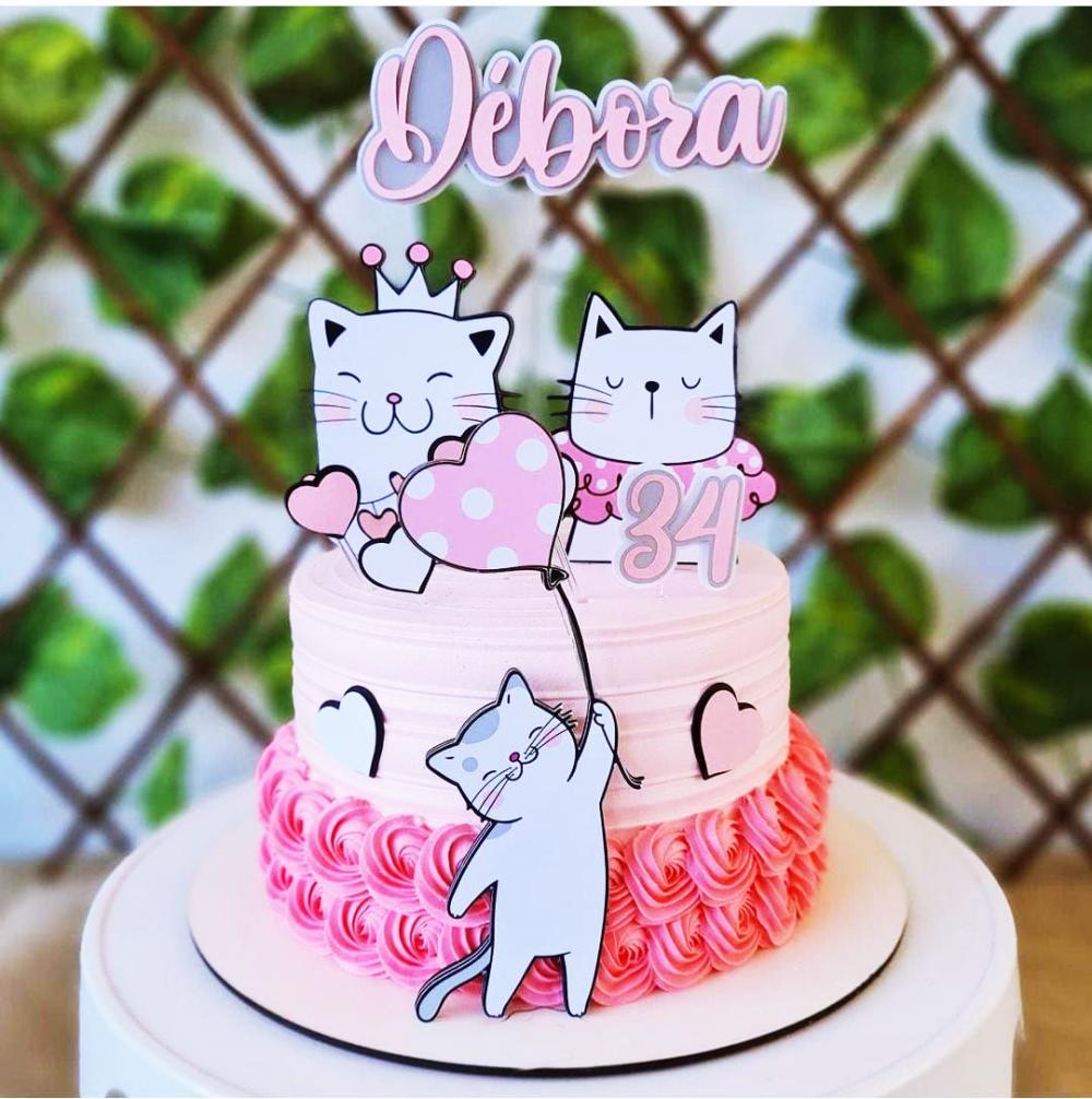 Arquivo de Corte Topo de Bolo - Gatinho