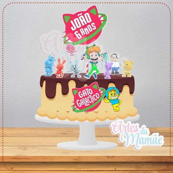 Arquivo de Corte Topo de Bolo - Gato Galáctico