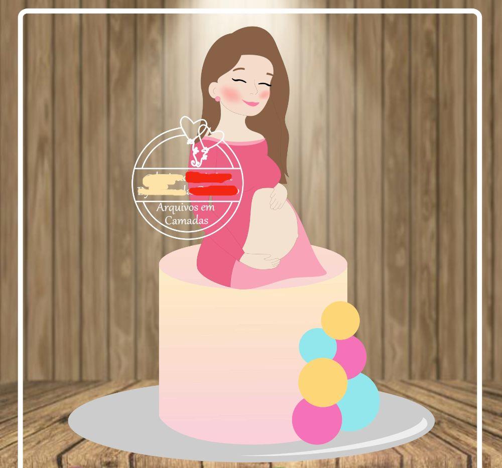 Arquivo de Corte Topo de Bolo - Gestante