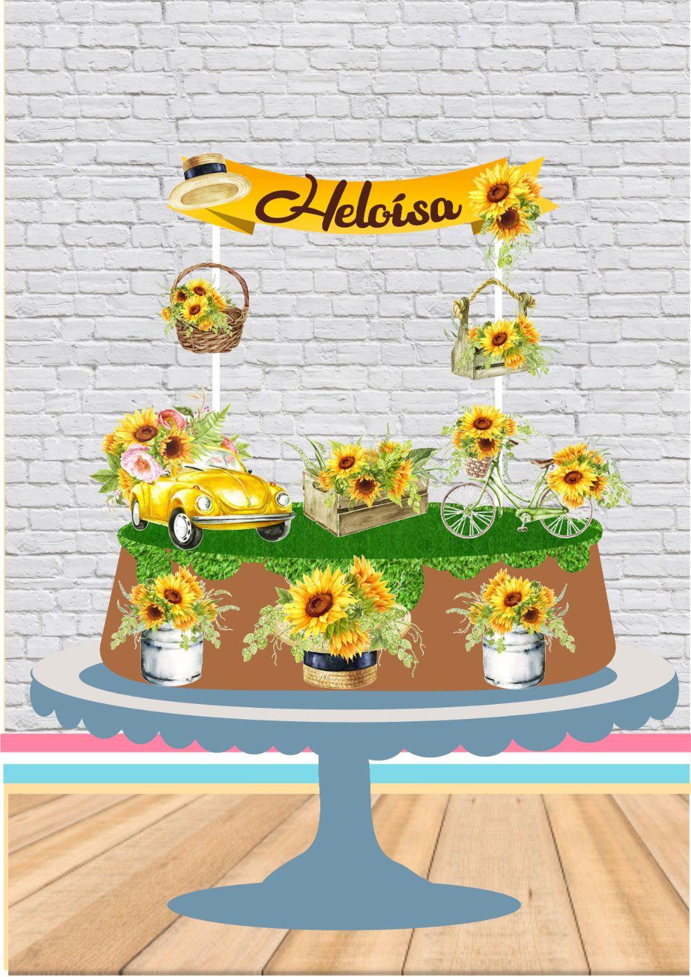 Arquivo de Corte Topo de Bolo - Girassol