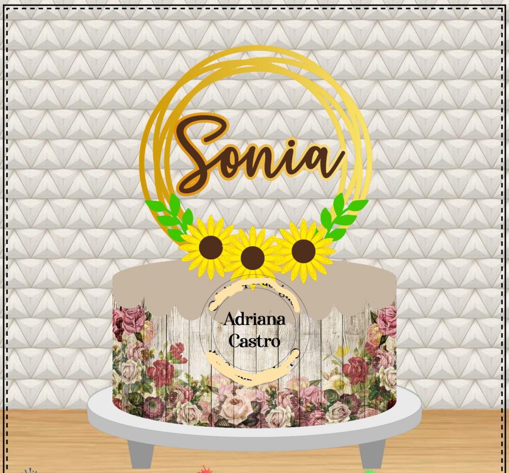 Arquivo de Corte Topo de Bolo - Girassol