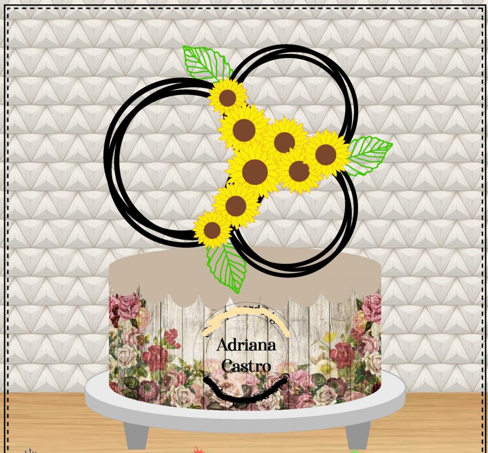 Arquivo de Corte Topo de Bolo - Girassol