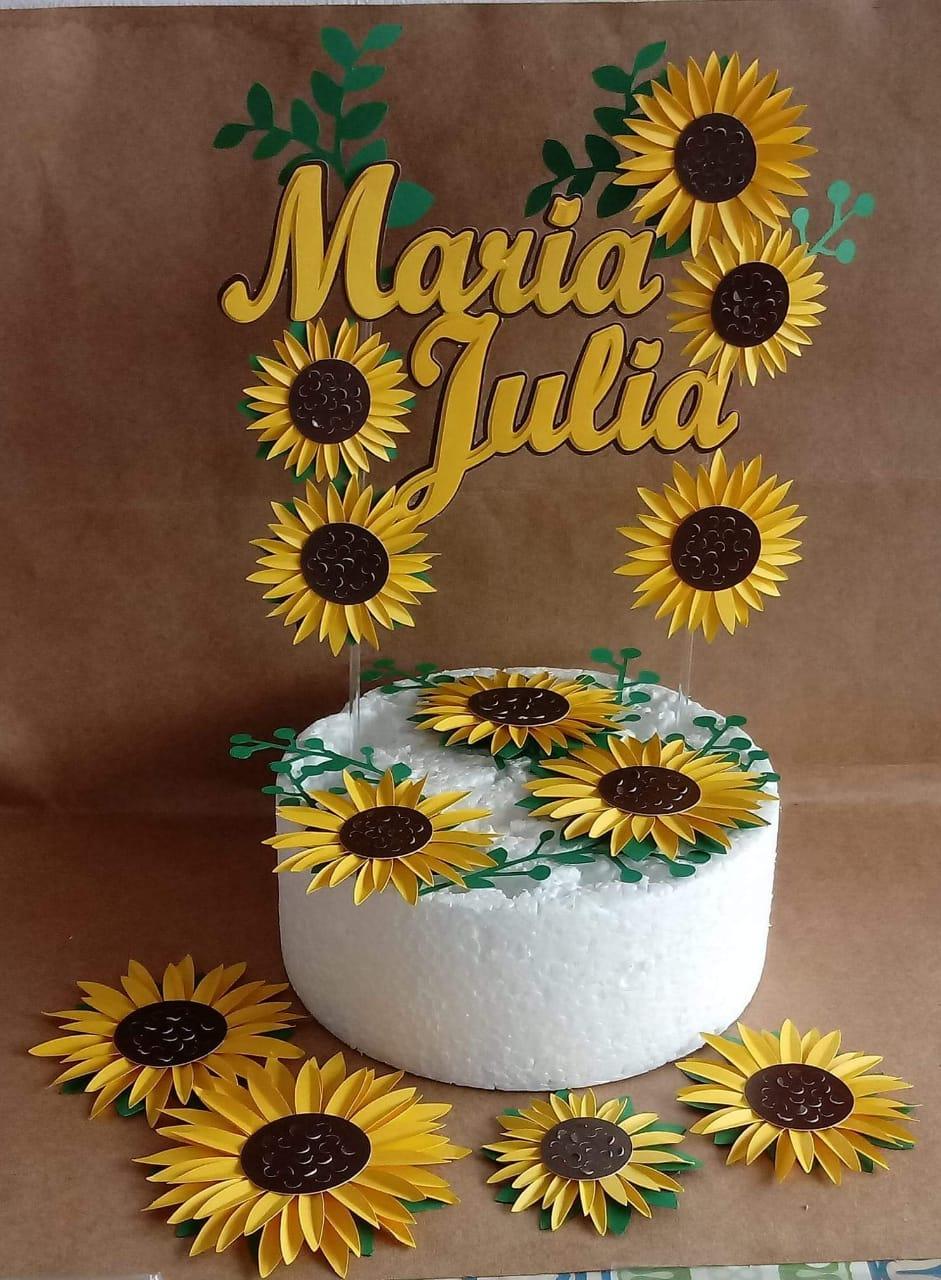 Arquivo de Corte Topo de Bolo - Girassol